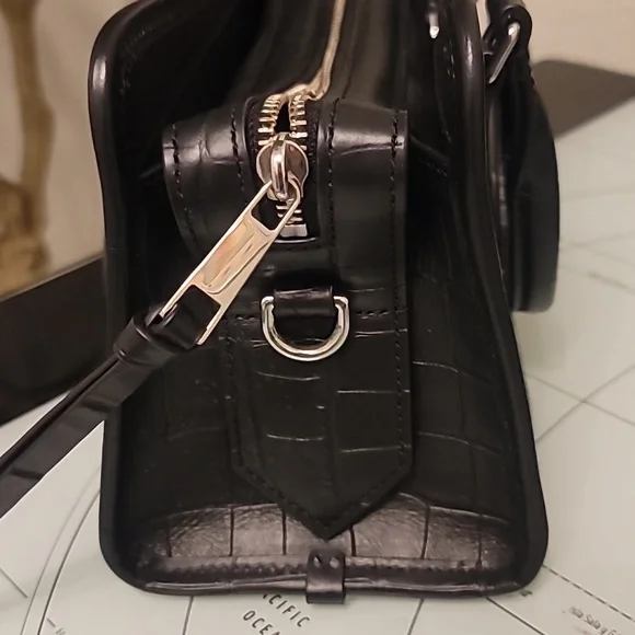 Marc Jacobs Black Croc-Patterned Satchel